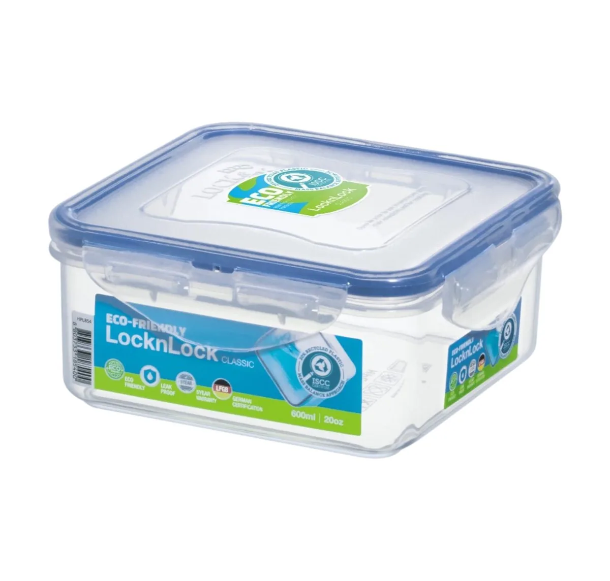 Red rectangular food storage container with locking lid and semi-transparent body