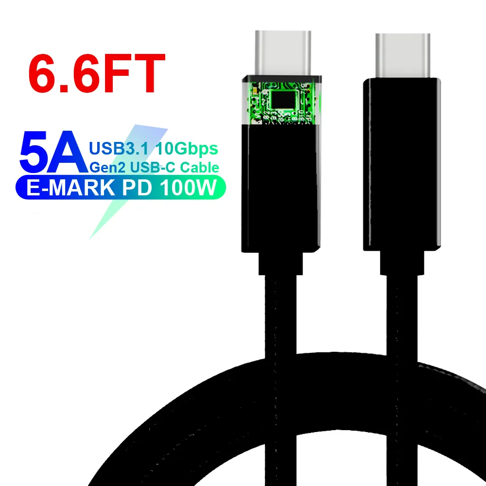 IHDAPP IHDAPP USB-C to USB-C cable 100W 10Gbps 4K 6.6ft black — product photo