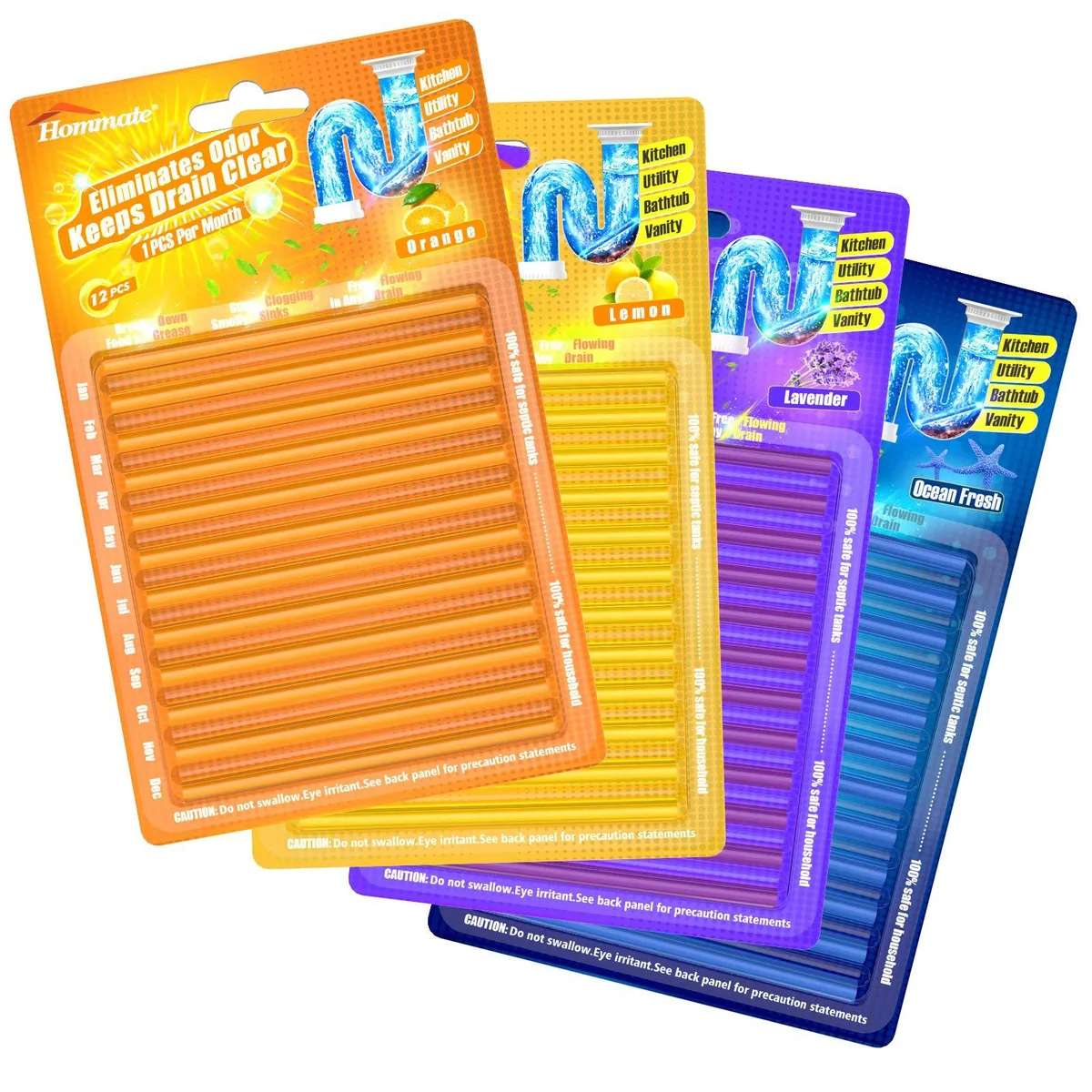  Hommate Drain Cleaner Blue48-New-02 48 Sticks 4 Pack — product photo