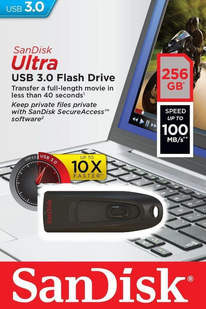 SanDisk SanDisk Ultra 256GB USB 3.0 100MB/s Flash Drive SDCZ48-256G-U46 — product photo