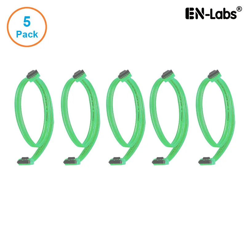 EN-Labs EN-Labs 5PKSATAIII45CMGN 5-pack SATA cable UV Green 18 — product photo