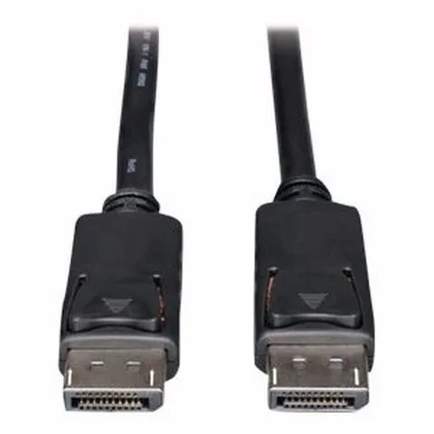 Black DisplayPort cable with latches, 25 ft length