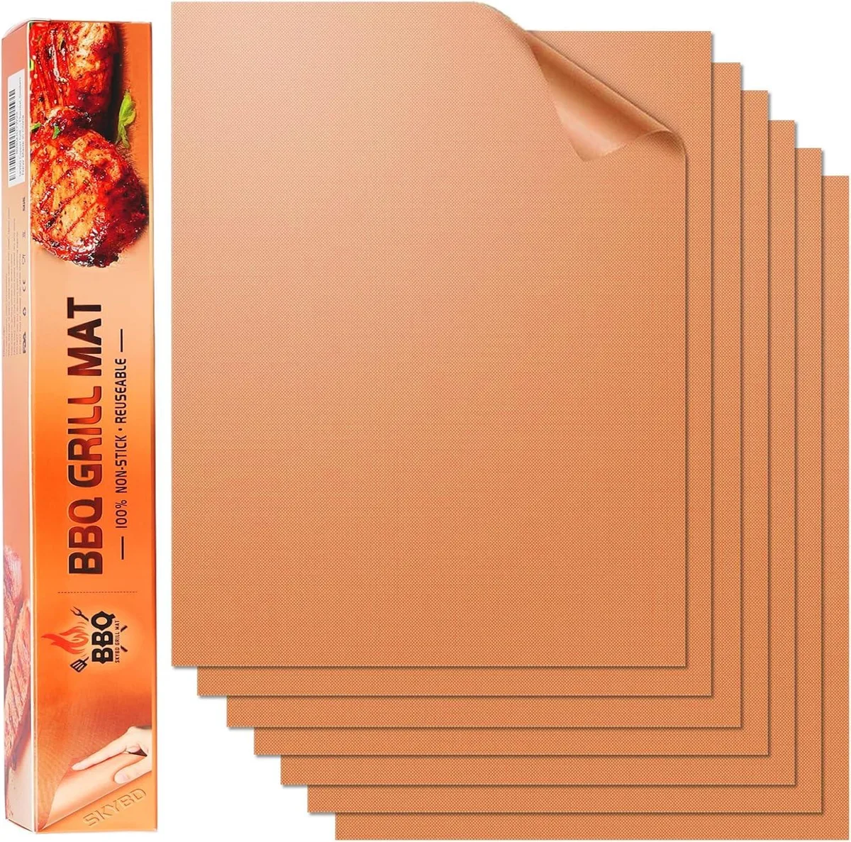 Healthy Living S257 Copper Grill Mats 6pcs 15.8x13in — product photo
