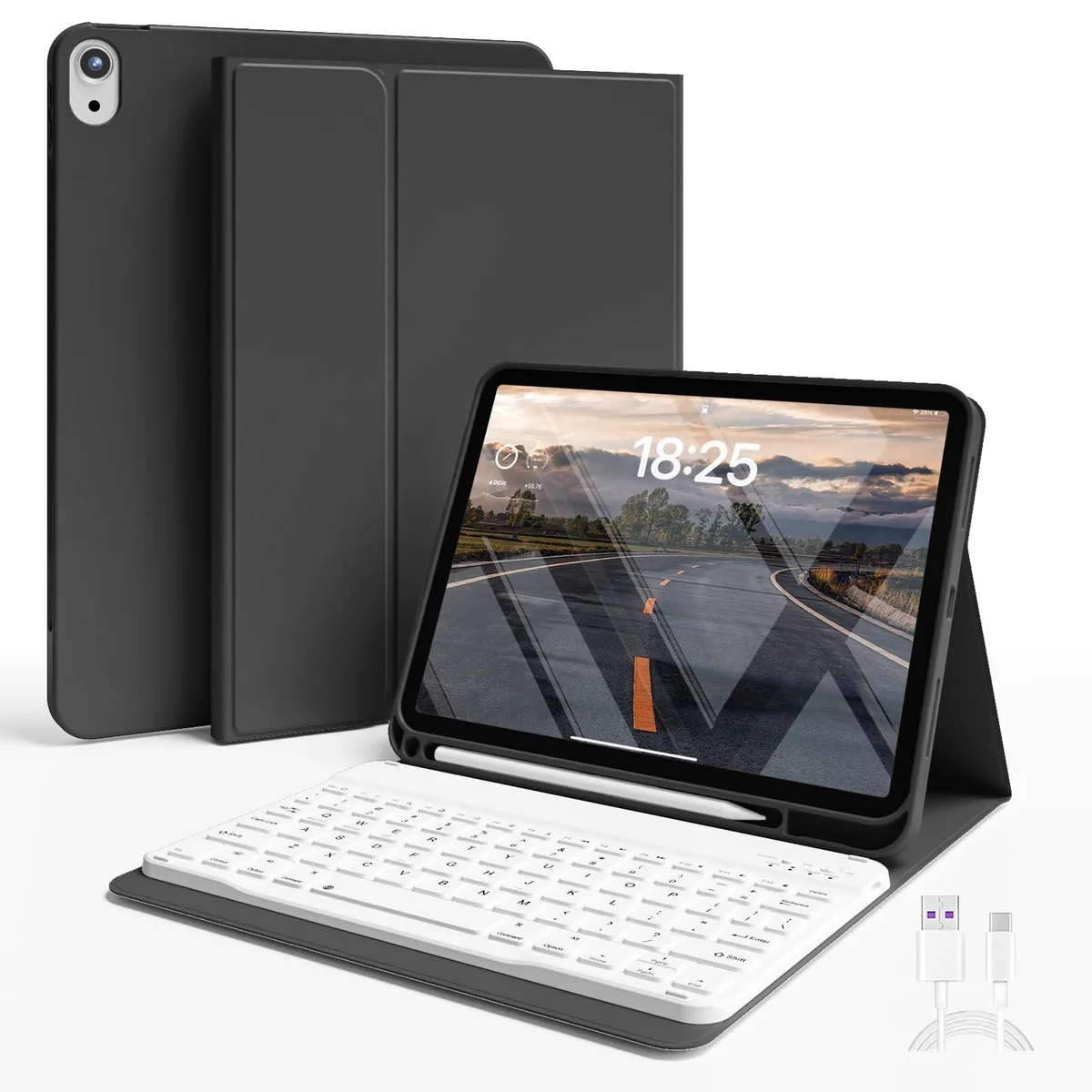 ARENTI ARENTI Keyboard Case for iPad Air 11 inch M3/M2 2025/2024 &amp; 10.9 2022/2020 Black 2 in 1 accessory — product photo