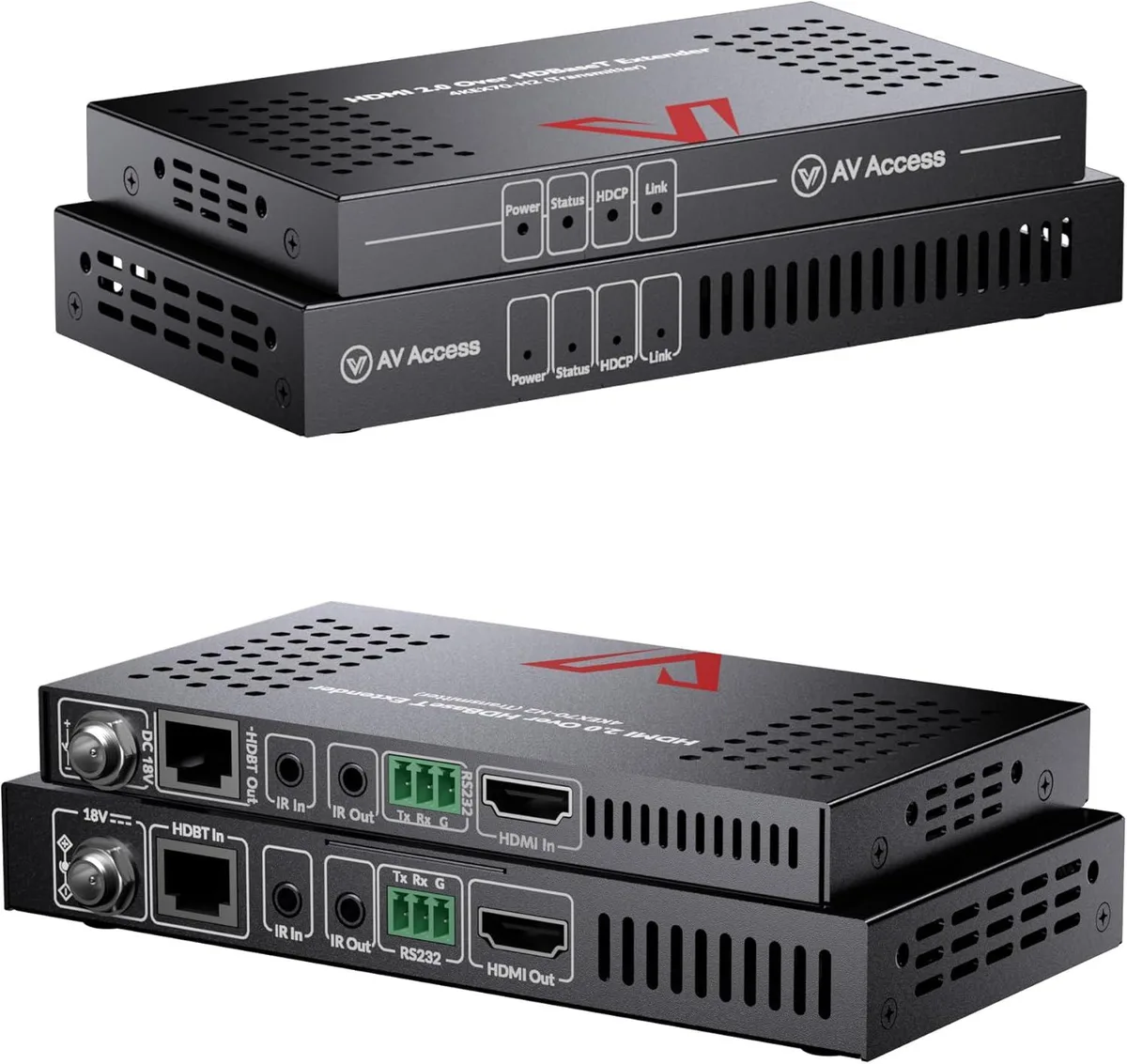 v AV Access AV Access 4K HDMI Extender KVM Switch 4K@60Hz 130ft 1080P@60Hz 230ft HDR10+ HDCP 2.2 18Gbps IR Return PoE — product photo