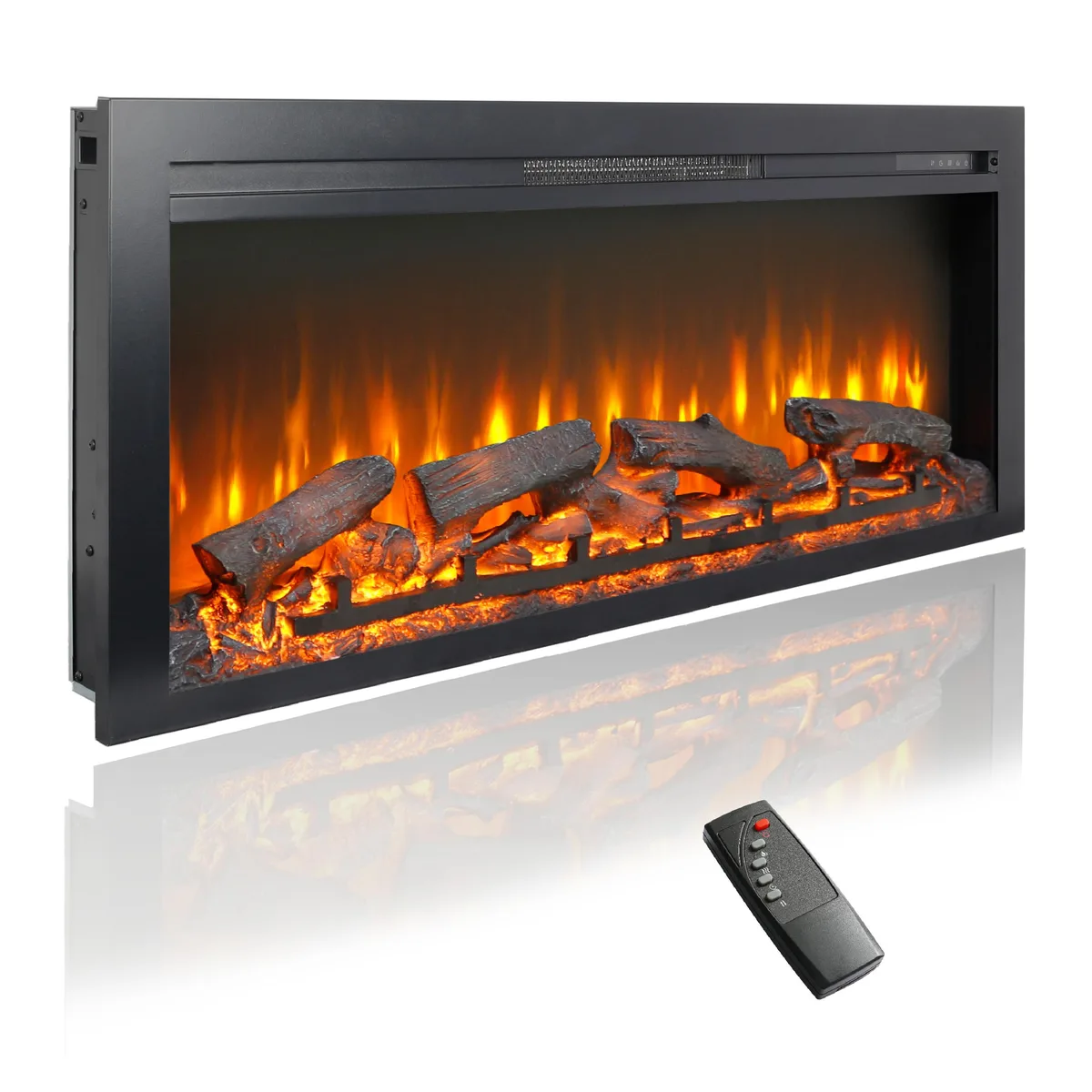 tuphen tuphen 44 inch wall recessed electric fireplace Antique Black — product photo