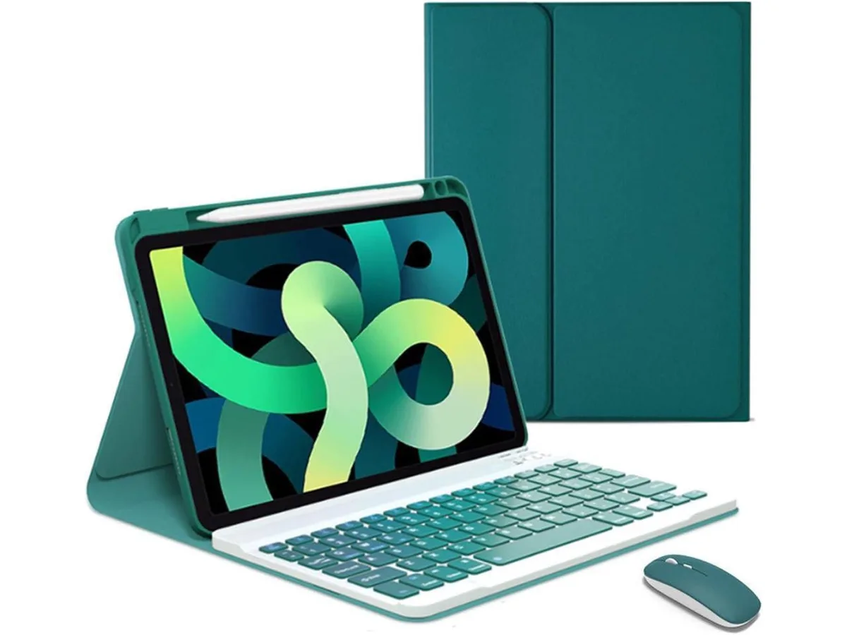 Dark green folio case with detachable magnetic keyboard and wireless mouse for 11 inch Xiaomi Pad 6 2023