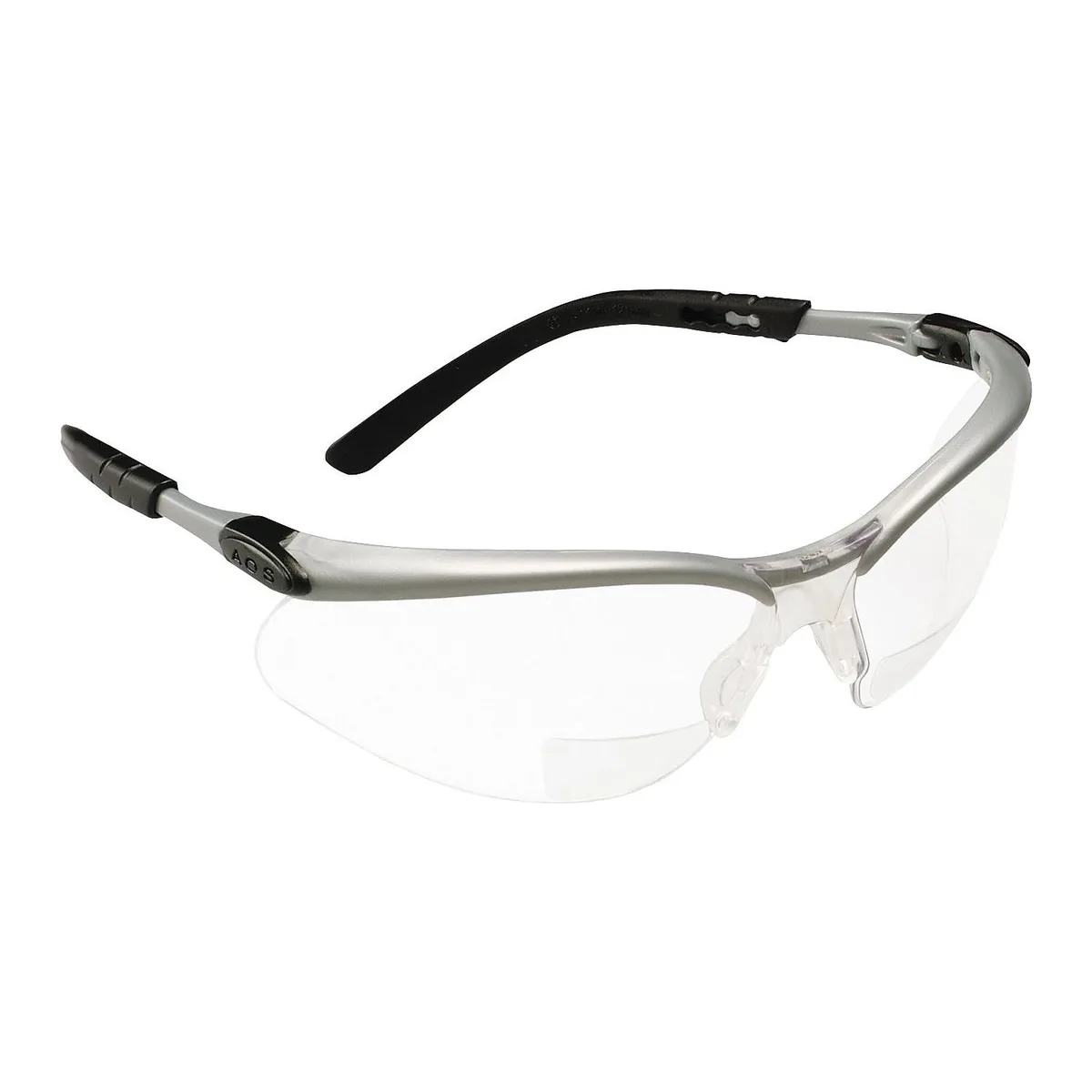 Silver and black adjustable safety glasses with gray anti-fog lenses