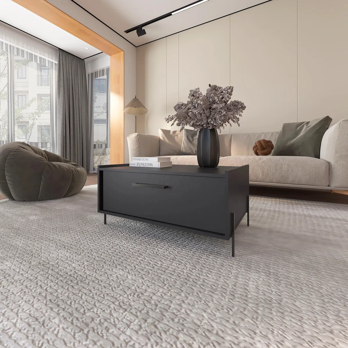tuphen tuphen Black Occasional Table with Flip-Down Door — product photo