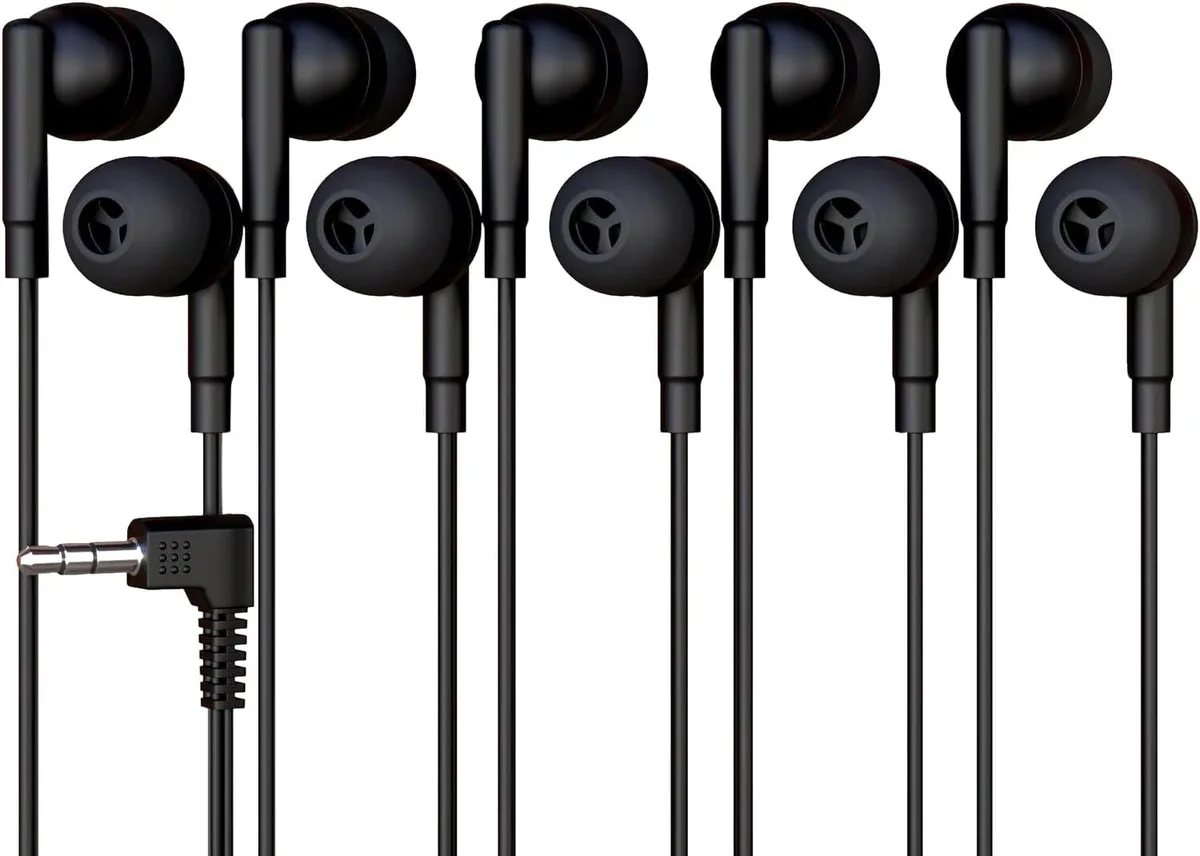 No Sew No Sew 5 Pack Wired Earbuds 3.5mm Jack Black — product photo