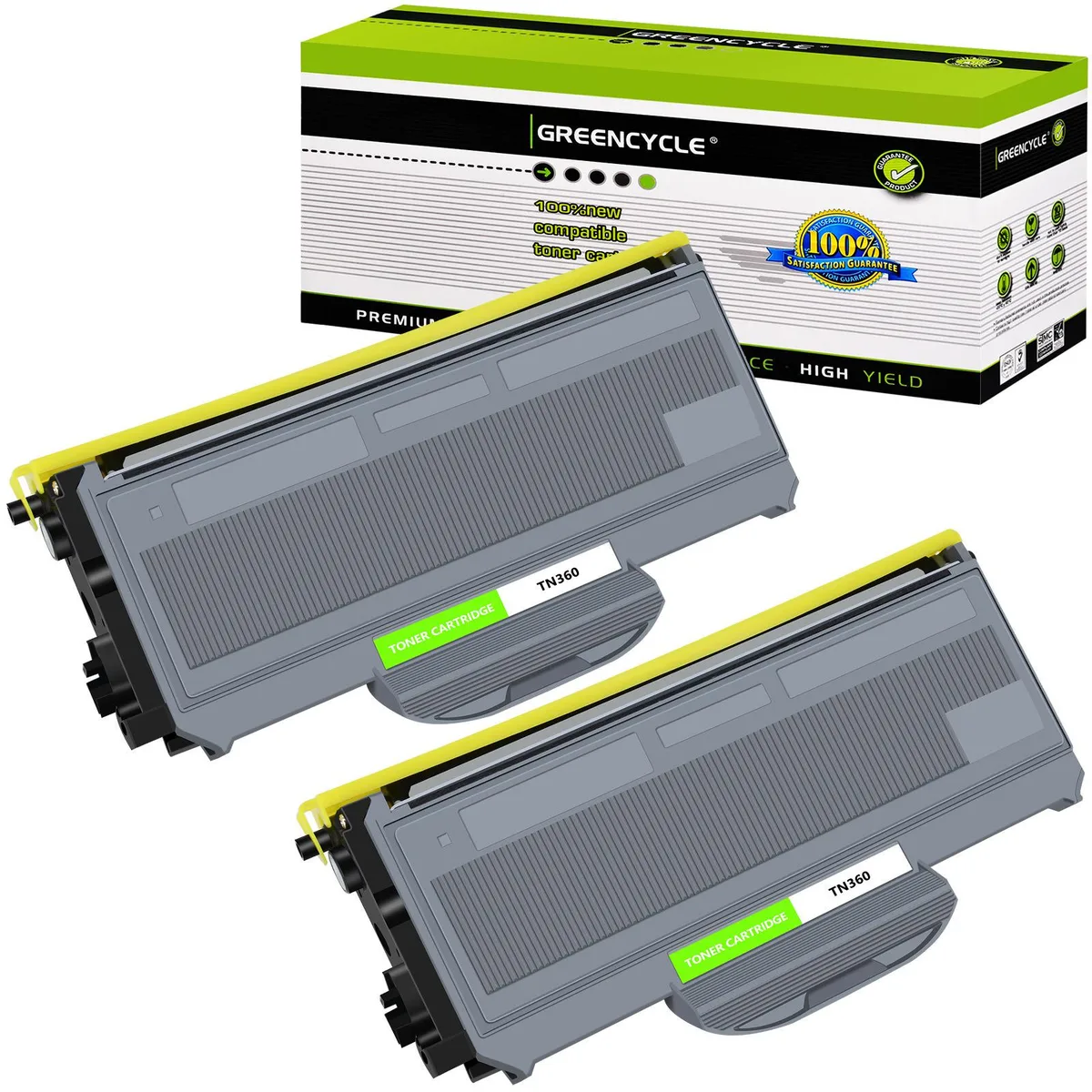 GREENCYCLE GREENCYCLE TN360 TN330 2 Pack Black Toner Cartridge — product photo