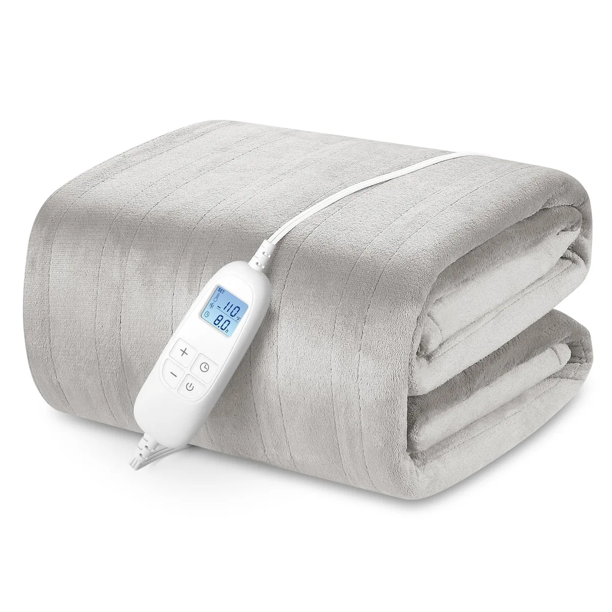  Electric Heated Blanket Queen 84" x 90" Warm Gray 6 Levels 8h Auto Off — product photo
