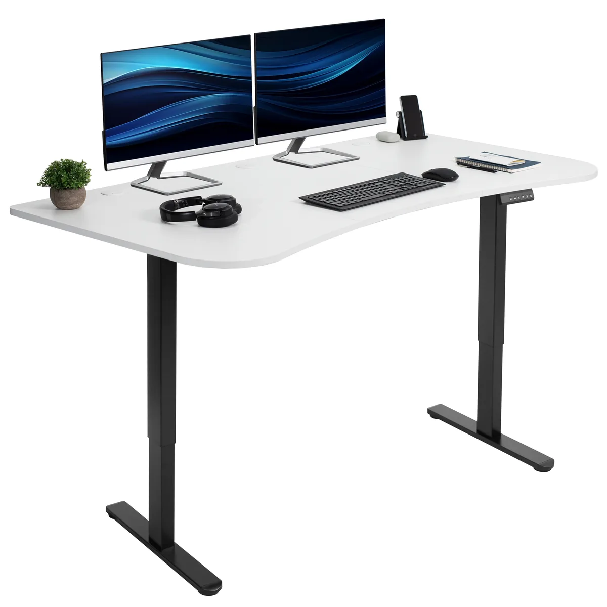 VIVO VIVO Electric Standing Desk 63 x 32 in White/Black 220 lbs — product photo
