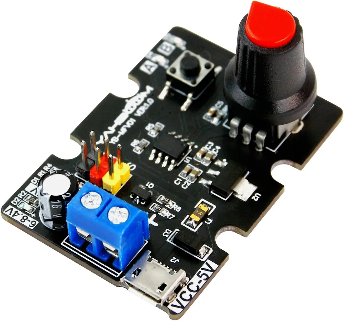 Compact servo tester with adjustment knob and dual ports
