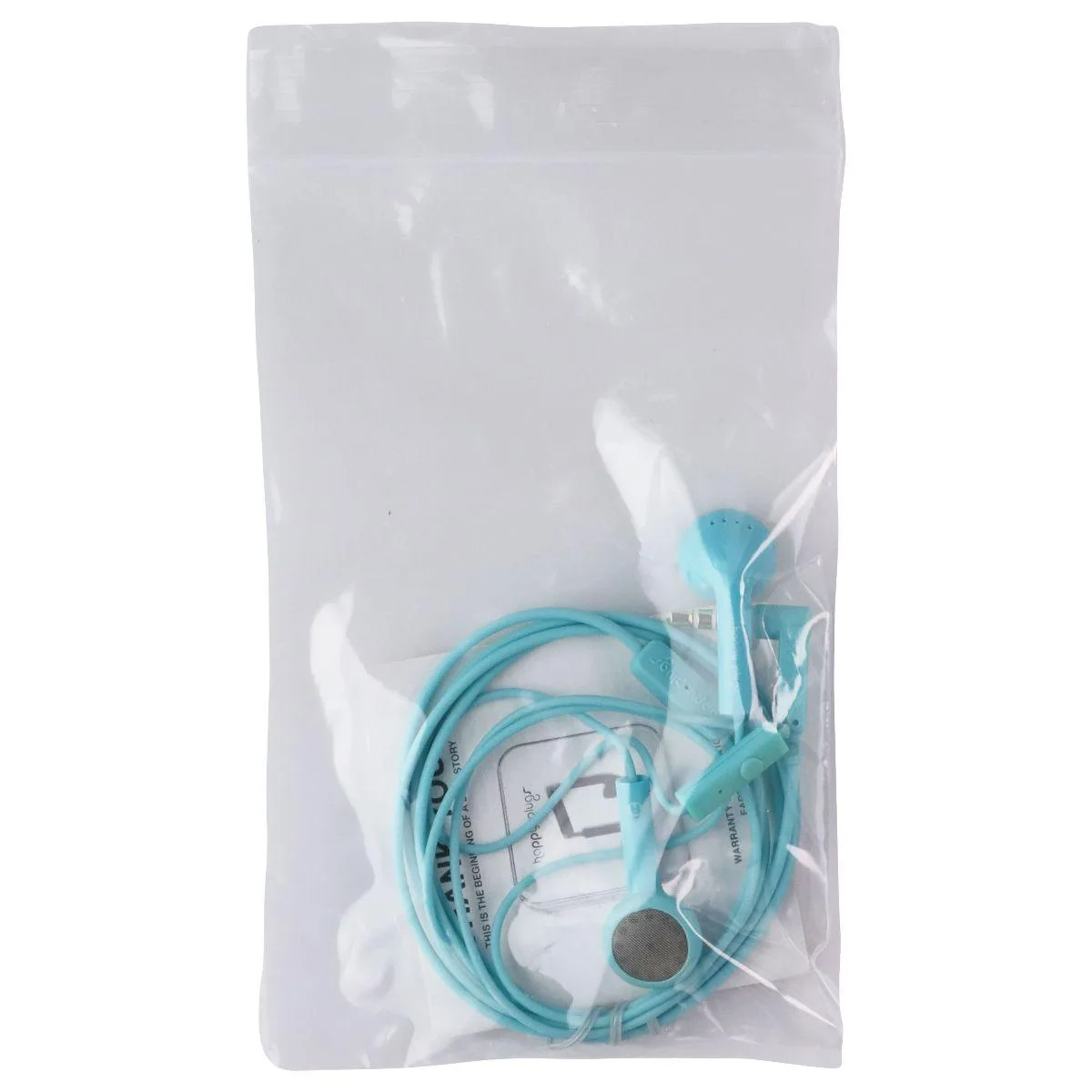 Turquoise in-ear earbuds with inline microphone and 3.5mm jack