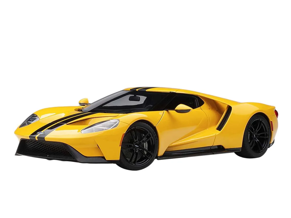 Autoart Autoart 2017 Ford GT Triple Yellow Black Stripes 1/18 hobby collectible — product photo