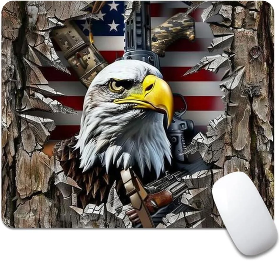 BAOFENG BAOFENG American Flag Eagle Rip Oak Camo Square Mouse Pad — product photo
