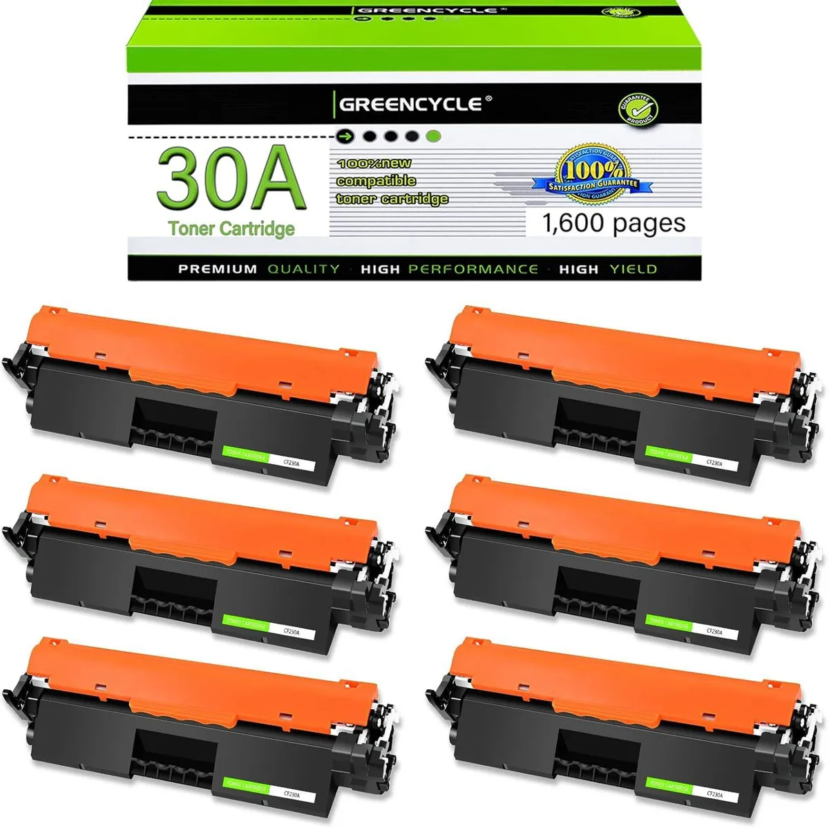 GREENCYCLE GREENCYCLE CF230A 30A Black Toner Cartridge 6 Pack — product photo
