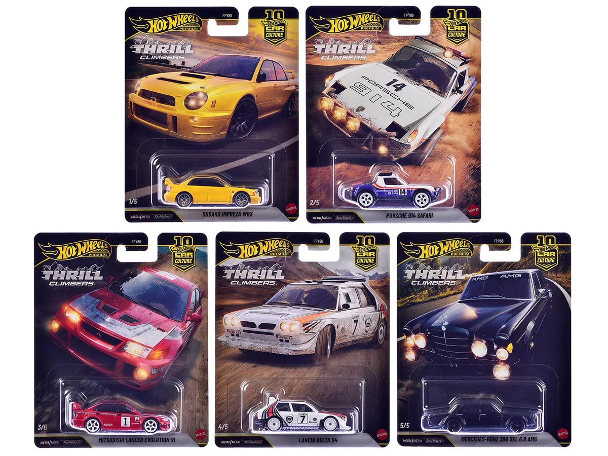 Hot Wheels Hot Wheels "Thrill Climbers" 5-piece Set Car Culture 10th Anniversary 2025 Series Q Diecast Hobby Collectible — product photo