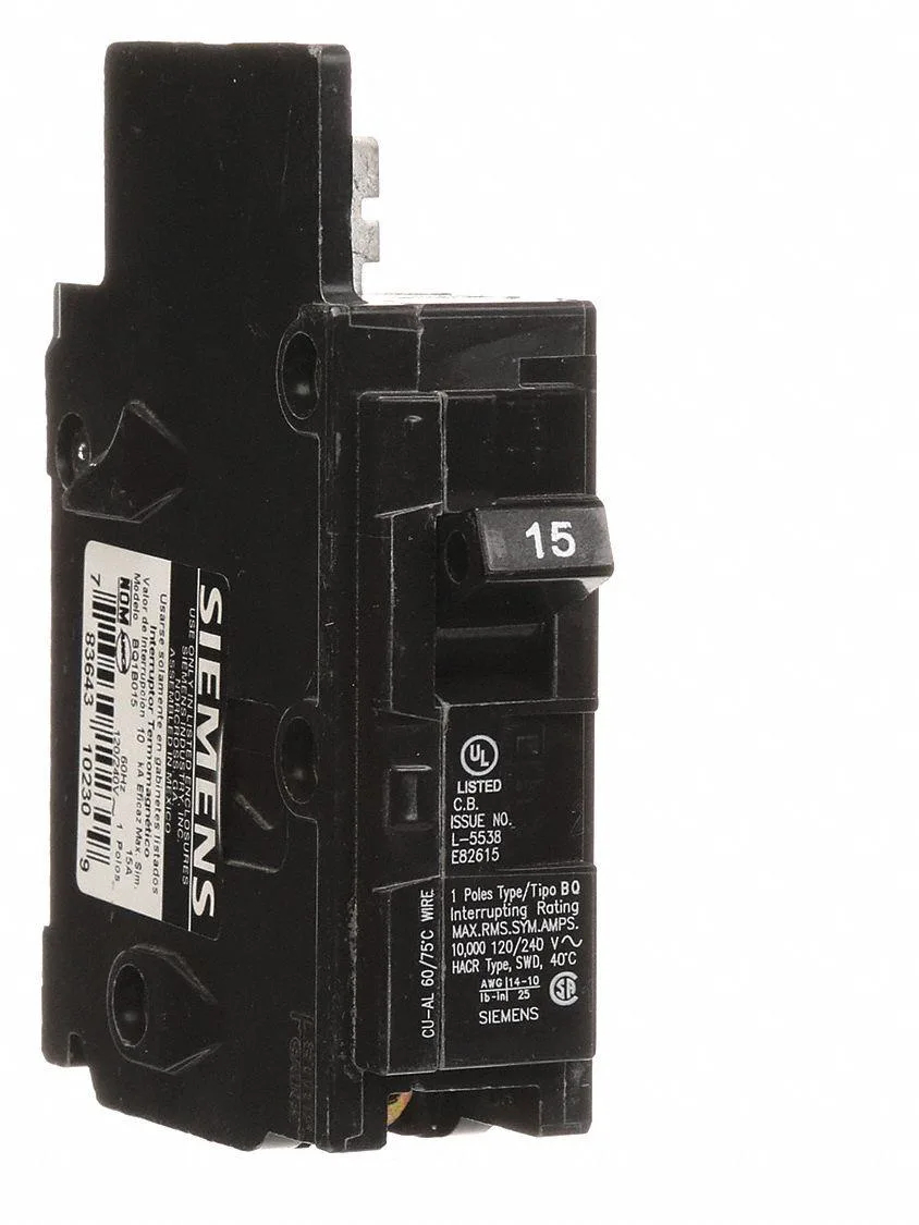 SIEMENS SIEMENS BQ1B015 Miniature Circuit Breaker 15A 1 Pole 120V AC — product photo