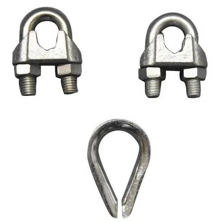 Galvanised steel wire rope clip and thimble kit for 7/16 inch rope