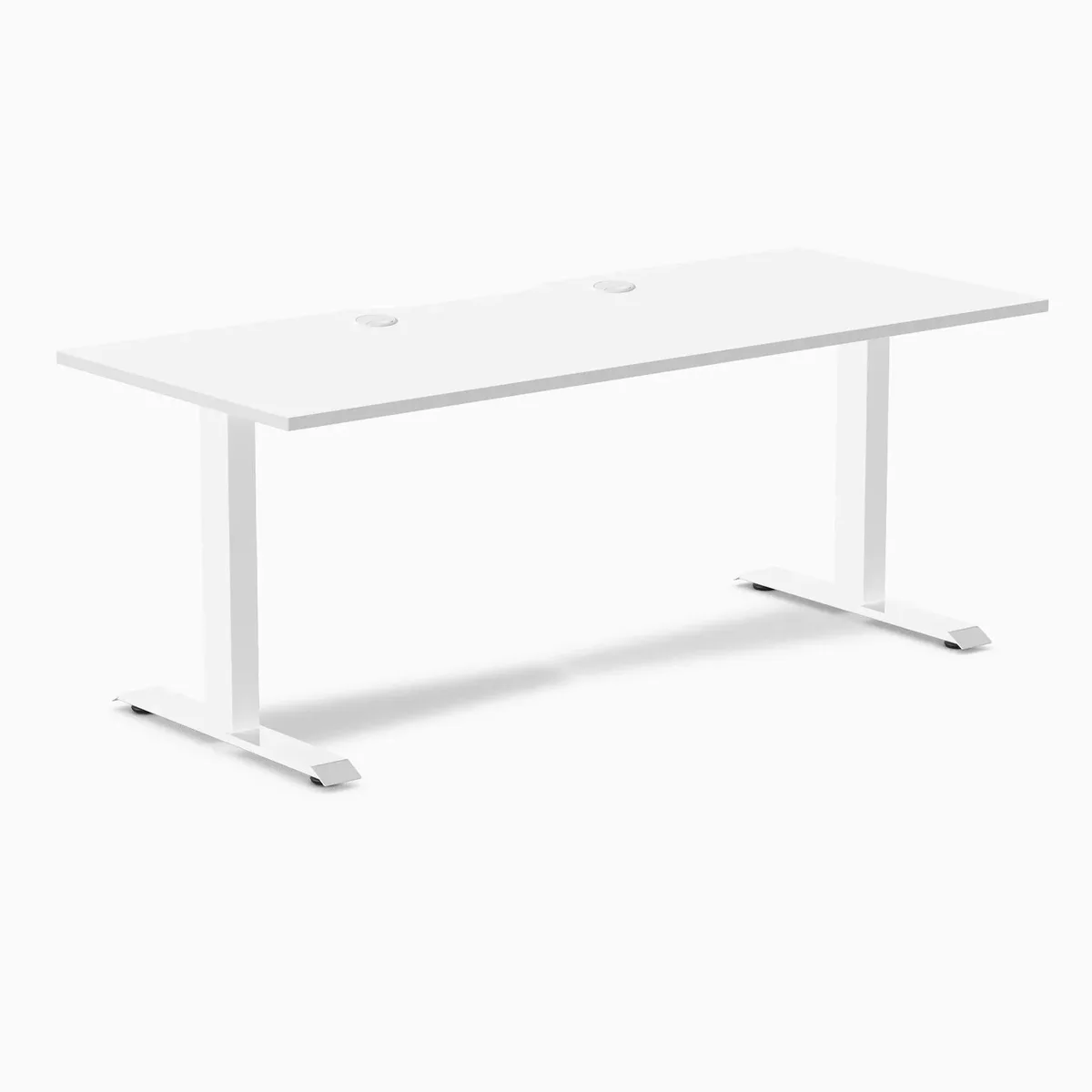 Desky Desky Zero Scalloped Laminate Office Desk White 70.9 x 29.5 in with Grommets — product photo
