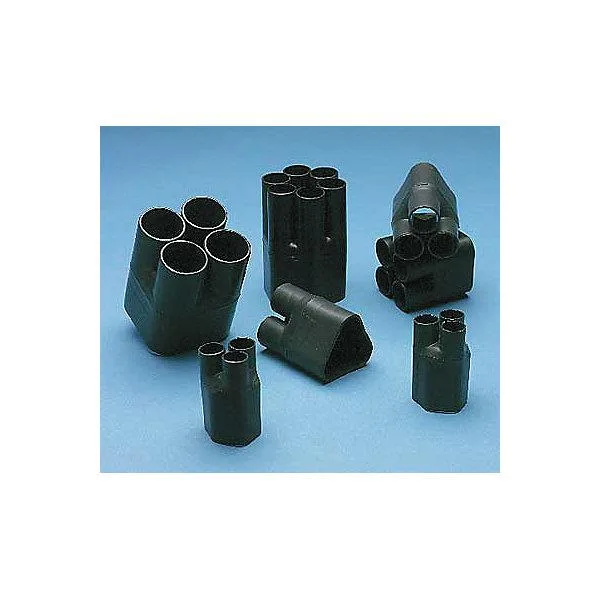 Black polyolefin heat-shrink breakout boot with six legs, 5.4 in long, semi-rigid finish