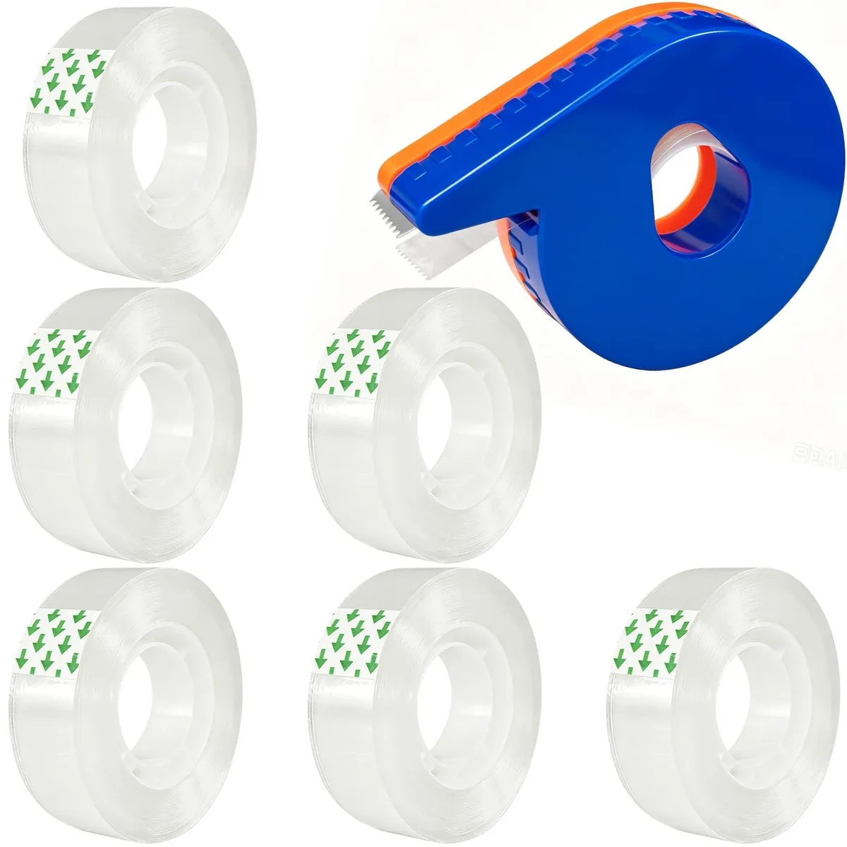  MOBPMO 6 Transparent Tape Refills 3/4-Inch x 2000 Inches with Dispenser — product photo