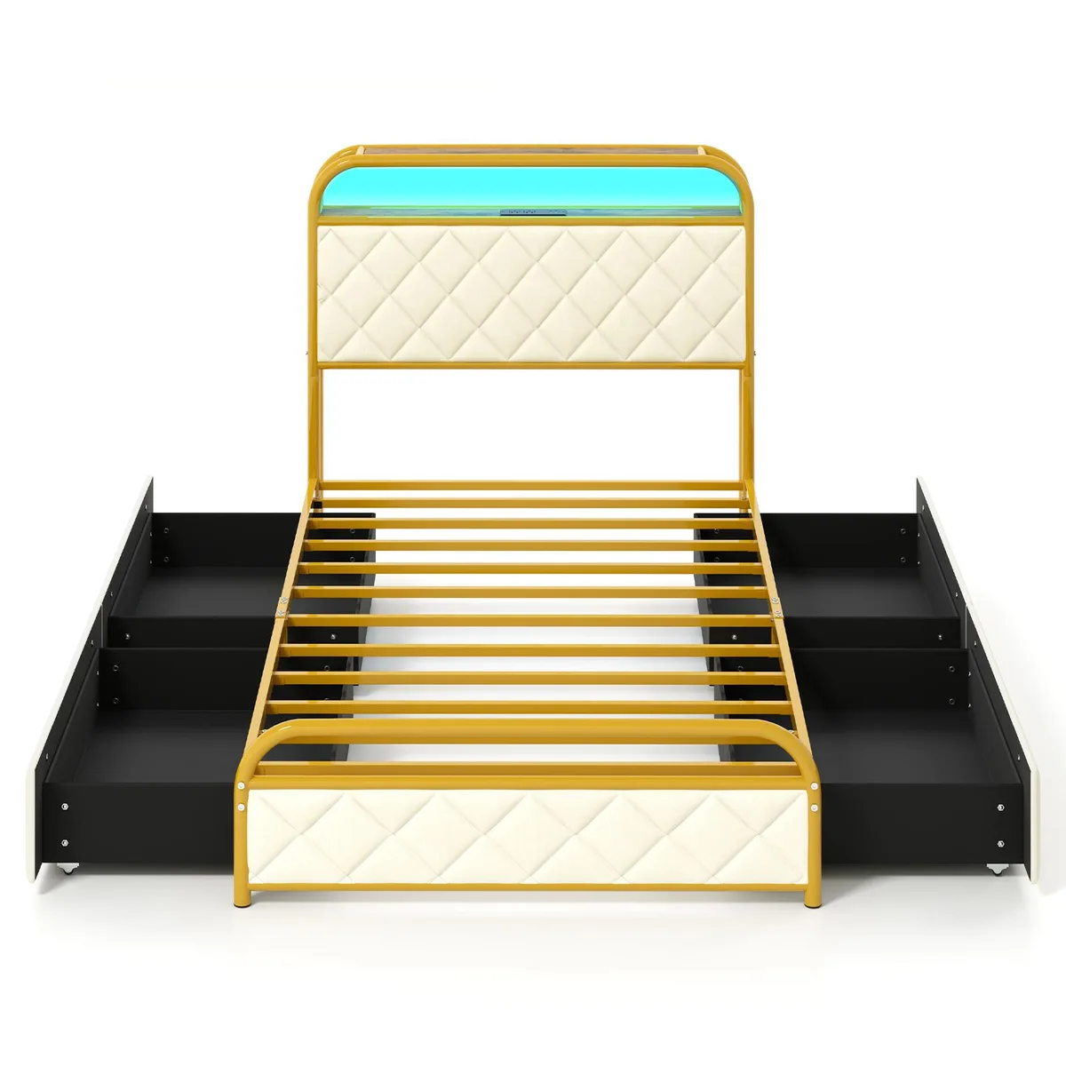 SlickBlue SlickBlue Twin Loft Bed Gold LED Charging Station 82" 42.5" 40 — product photo
