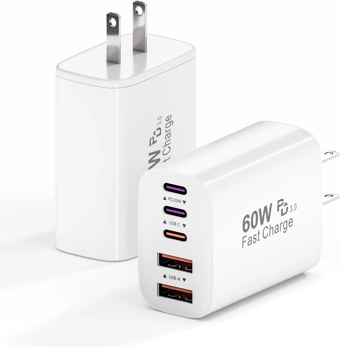  LKBeau XHD-PD45W 2-Pack 60W 5-Port USB Charger — product photo
