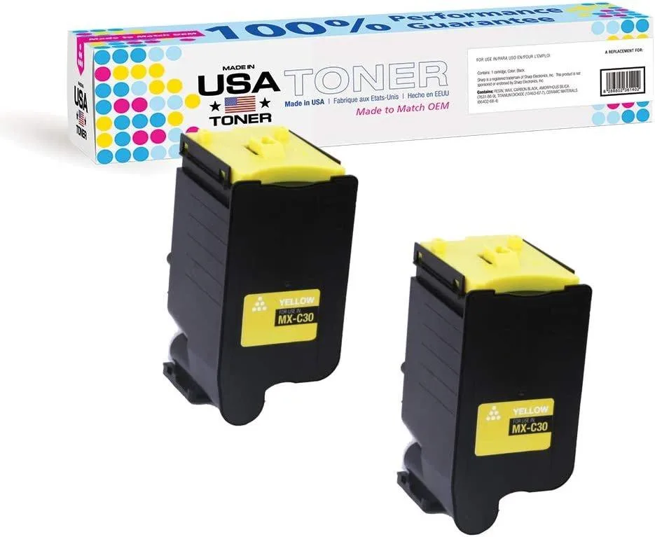 MADE IN USA TONER MADE IN USA TONER Yellow 2 Pack for Sharp MX-C30NTY (6000 pages) — product photo