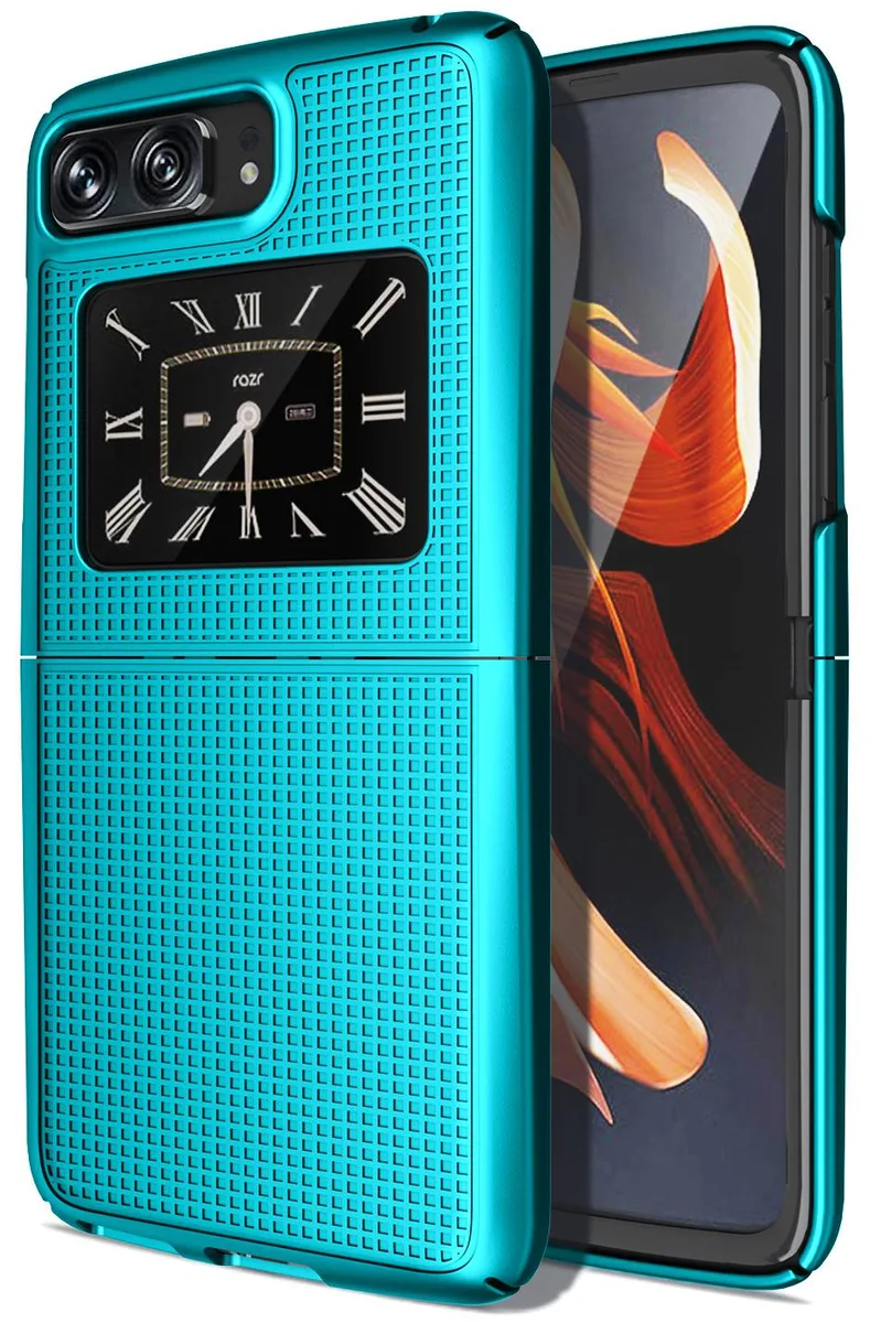 Nakedcellphone Nakedcellphone Textured Grid Hard Case Teal for Motorola RAZR 3 5G (2022) — product photo