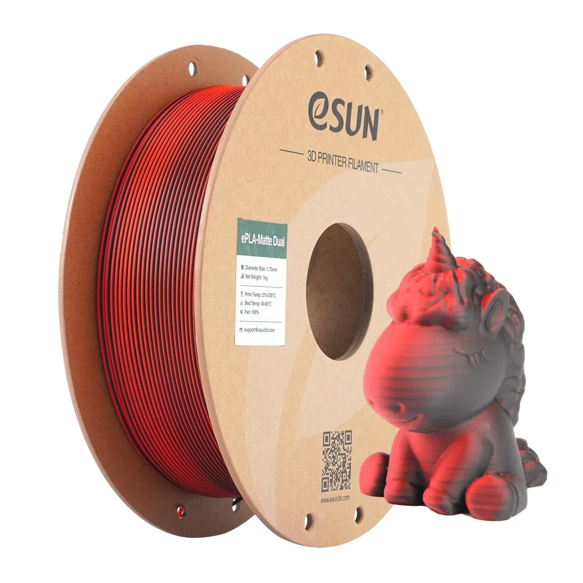 eSUN eSUN Dual Color Matte PLA Filament 1.75mm 1KG Red Black 3d printers accessory — product photo