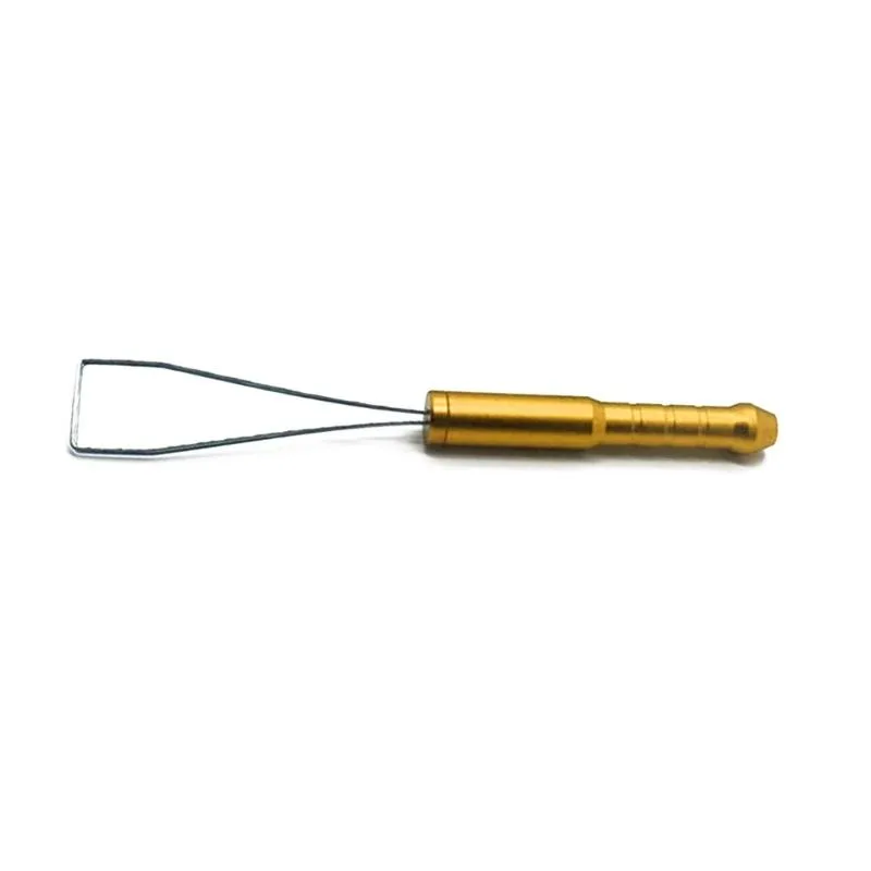 Gold aluminium keycap puller, 13.3 cm long, two-stage wire jaws