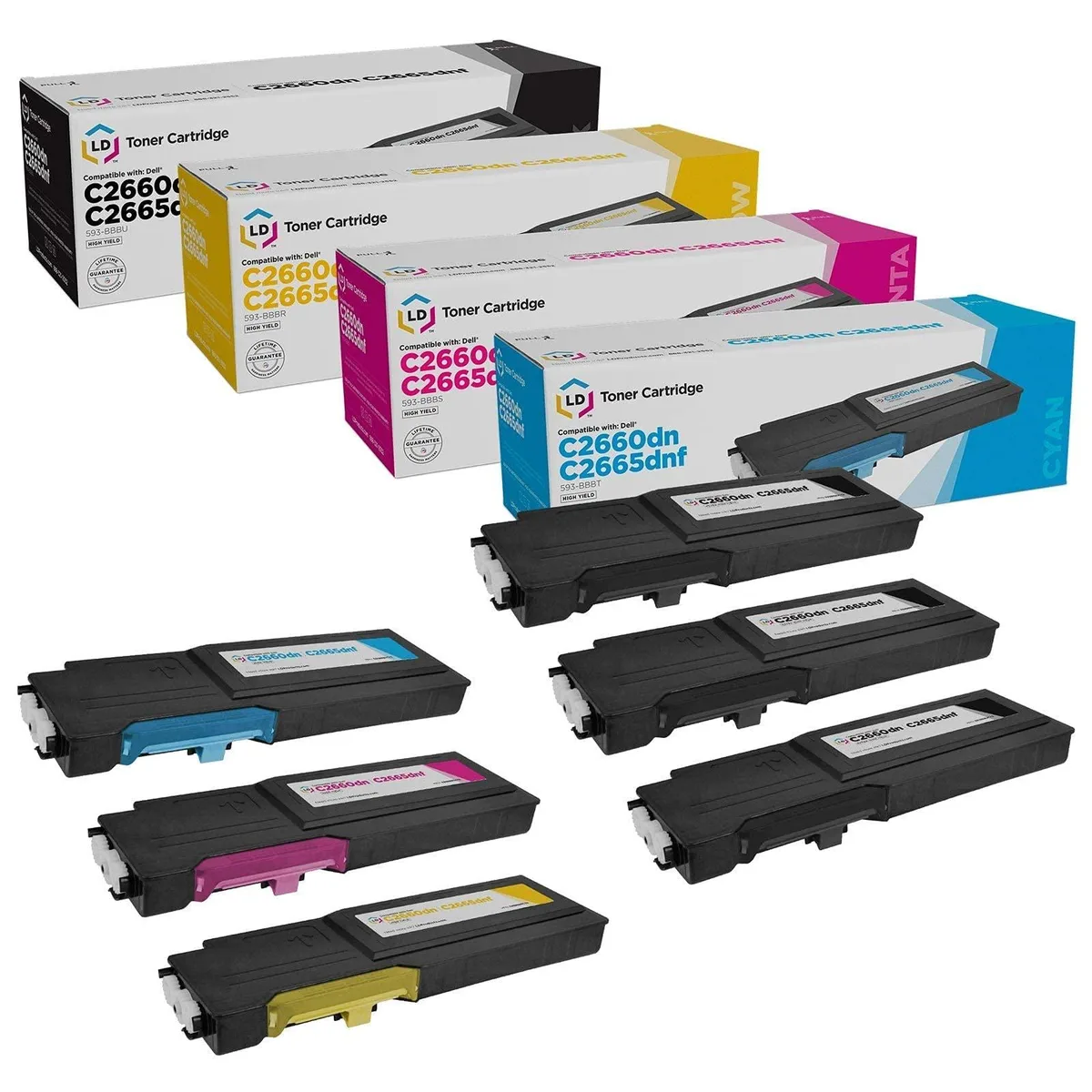 LD Products LD Products Compatible Toner Cartridge 6-Pack for Dell C2660dn C2665dnf High Yield — product photo