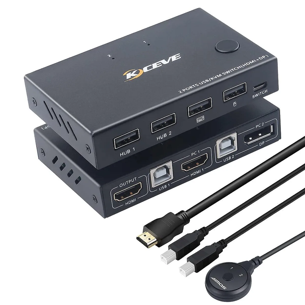 Hitoor Hitoor 2 Port DisplayPort HDMI KVM Switch 4K 30Hz 4 USB 2.0 — product photo