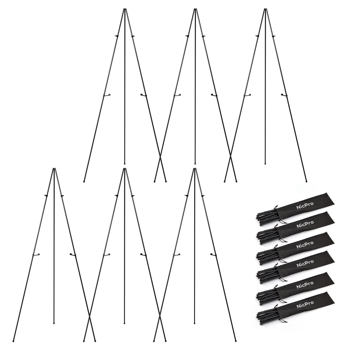  Nicpro 63 Inch Metal Floor Easel 6 Pack Black with Carry Bag — product photo