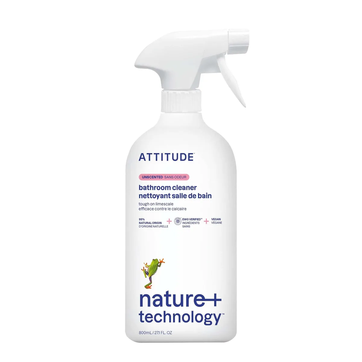 White 3M spray bottle, 27.1 fl oz, unscented bathroom cleaner