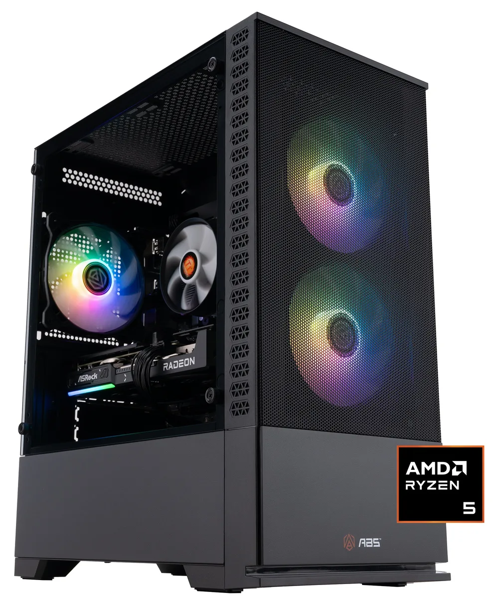 ABS ABS CR9600X9060XT8GB gaming PC refurbished Ryzen 5 9600X Radeon RX 9060 XT 8GB 32GB DDR5 1TB NVMe — product photo