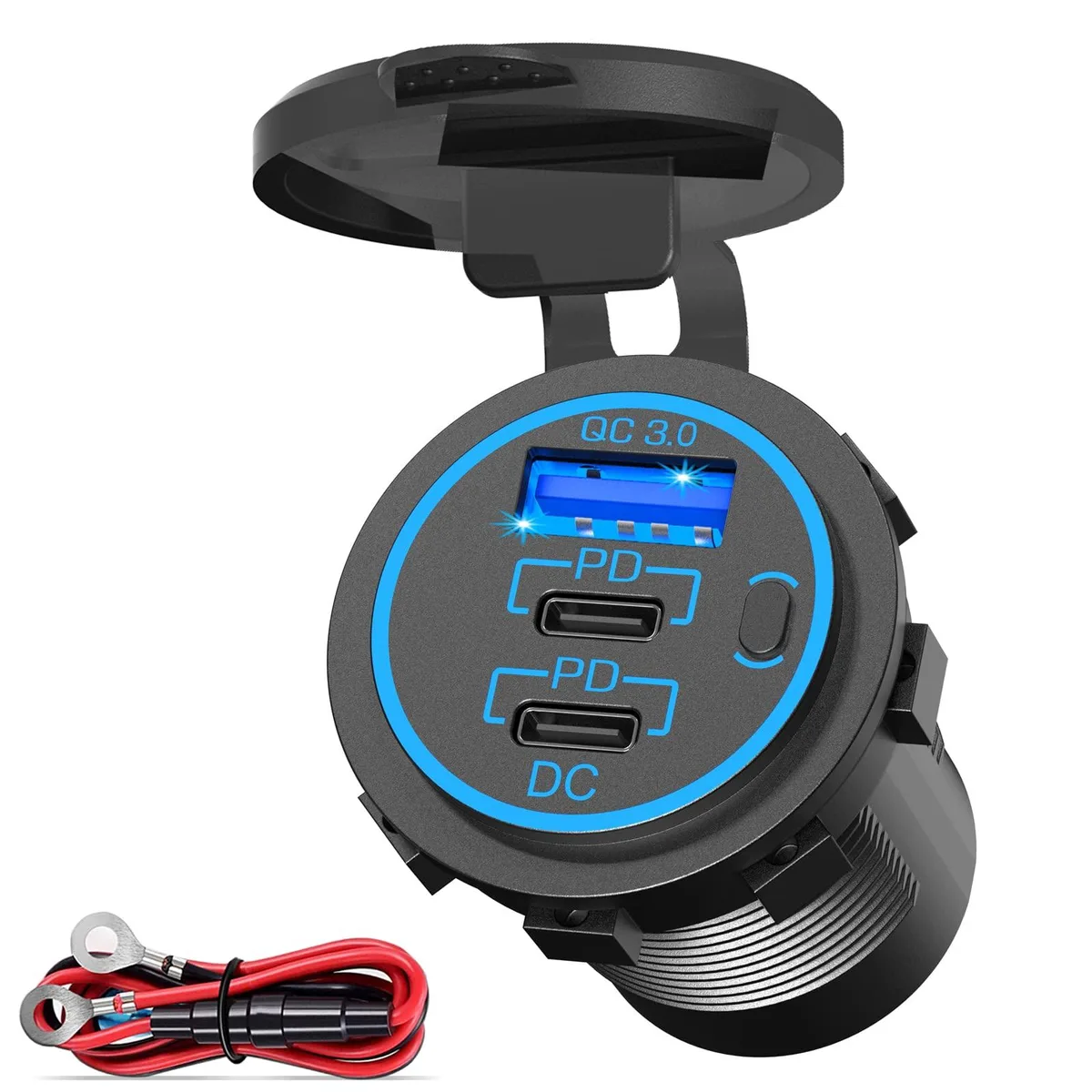  Ouffun 126 58W 12V-24V USB-C Car Charger Socket with Switch — product photo