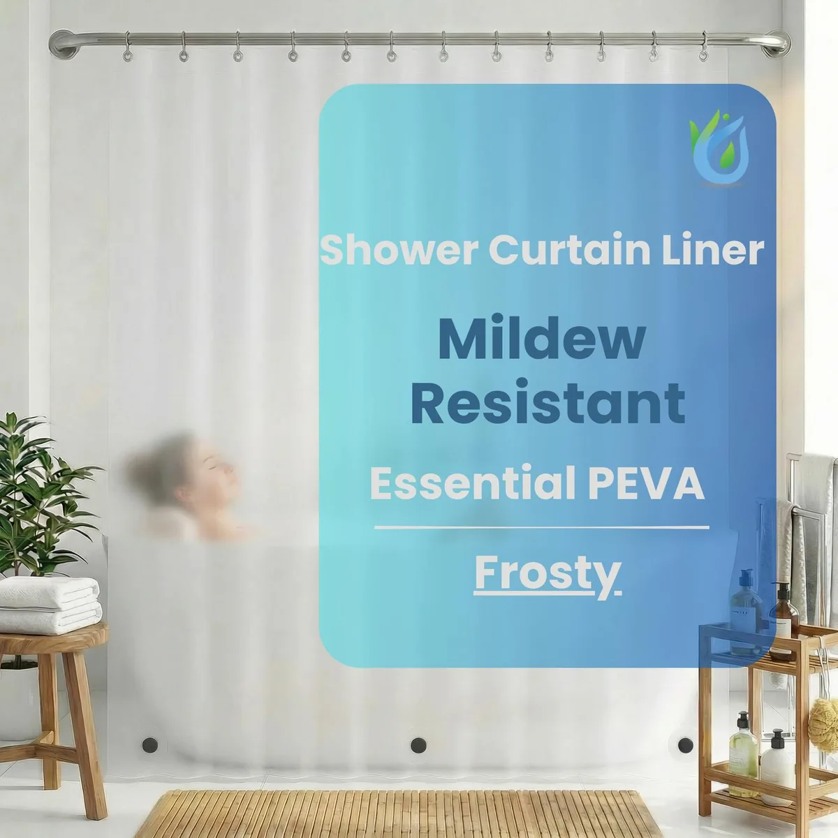  Essential Frosty Shower Curtain Liner 72x72 — product photo