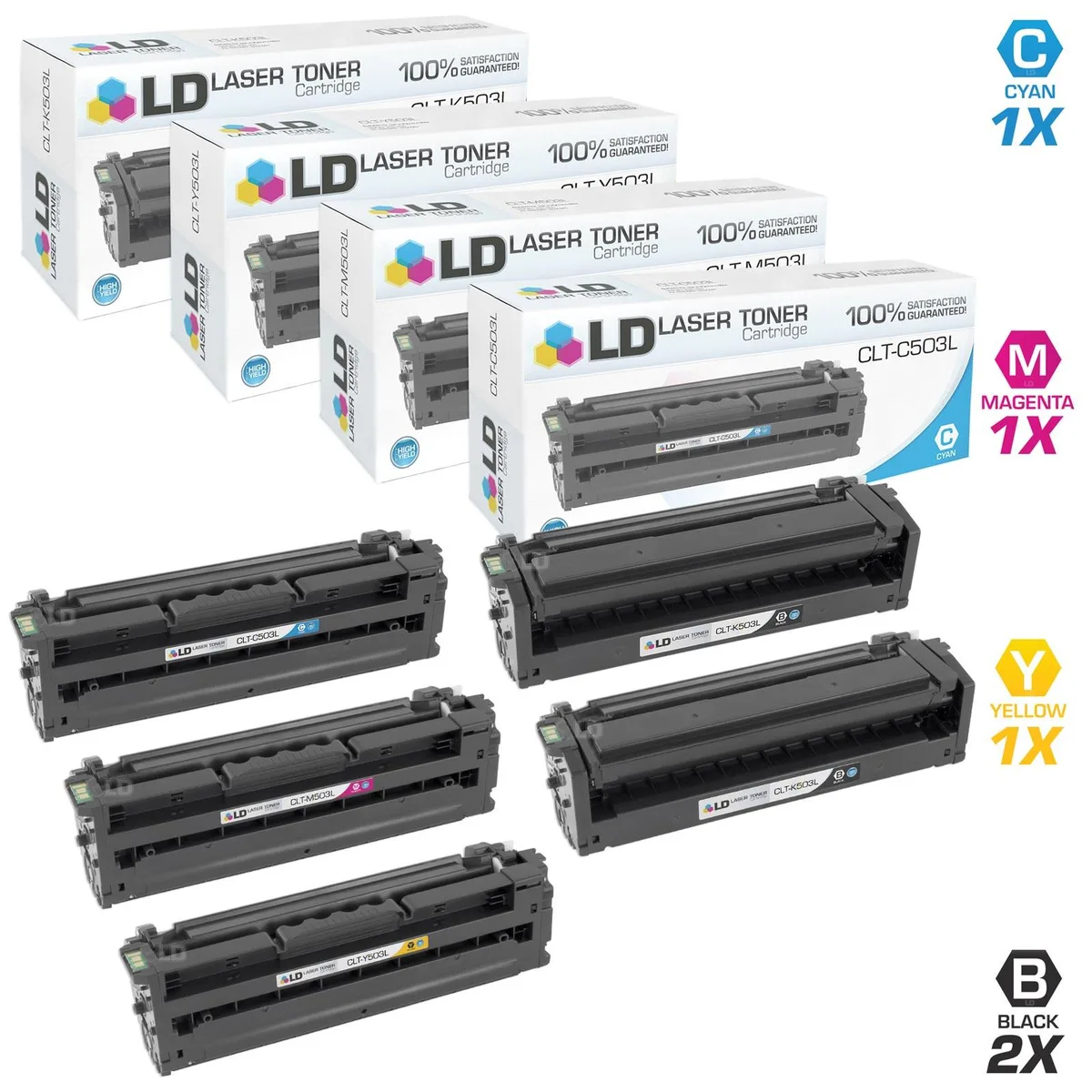 LD Products LD Products CLT-503L High Yield Toner Cartridge 5-Pack (2 Black, 1 Cyan, 1 Magenta, 1 Yellow) — product photo
