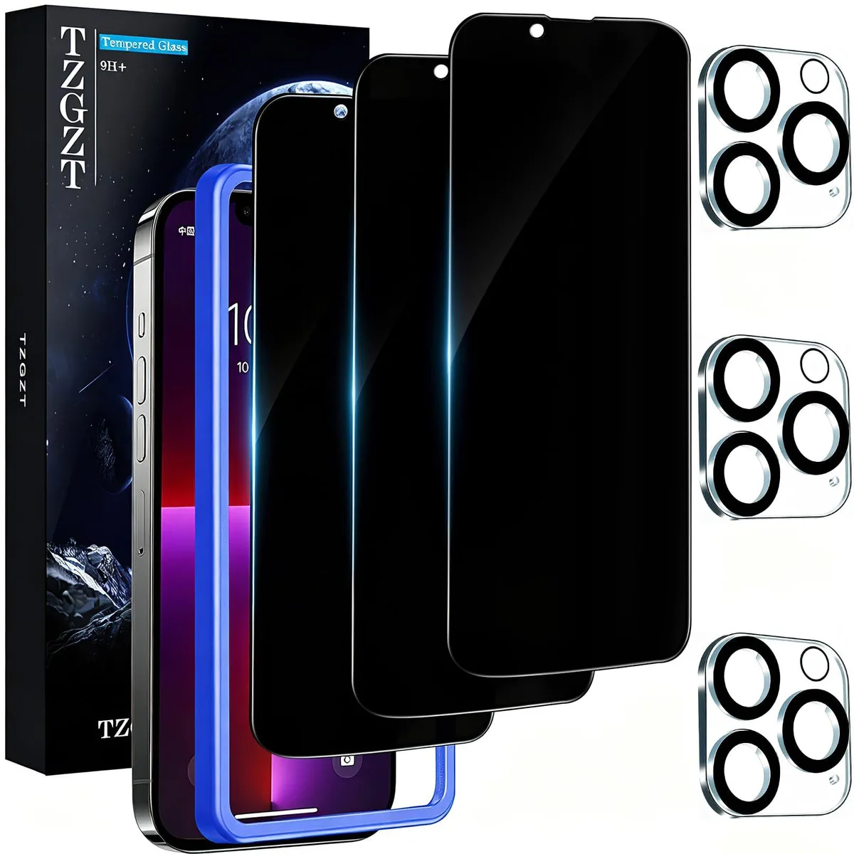 TZGZT iPhone 13 Pro Max 6.7" 3+3 Pack Privacy Tempered Glass — product photo