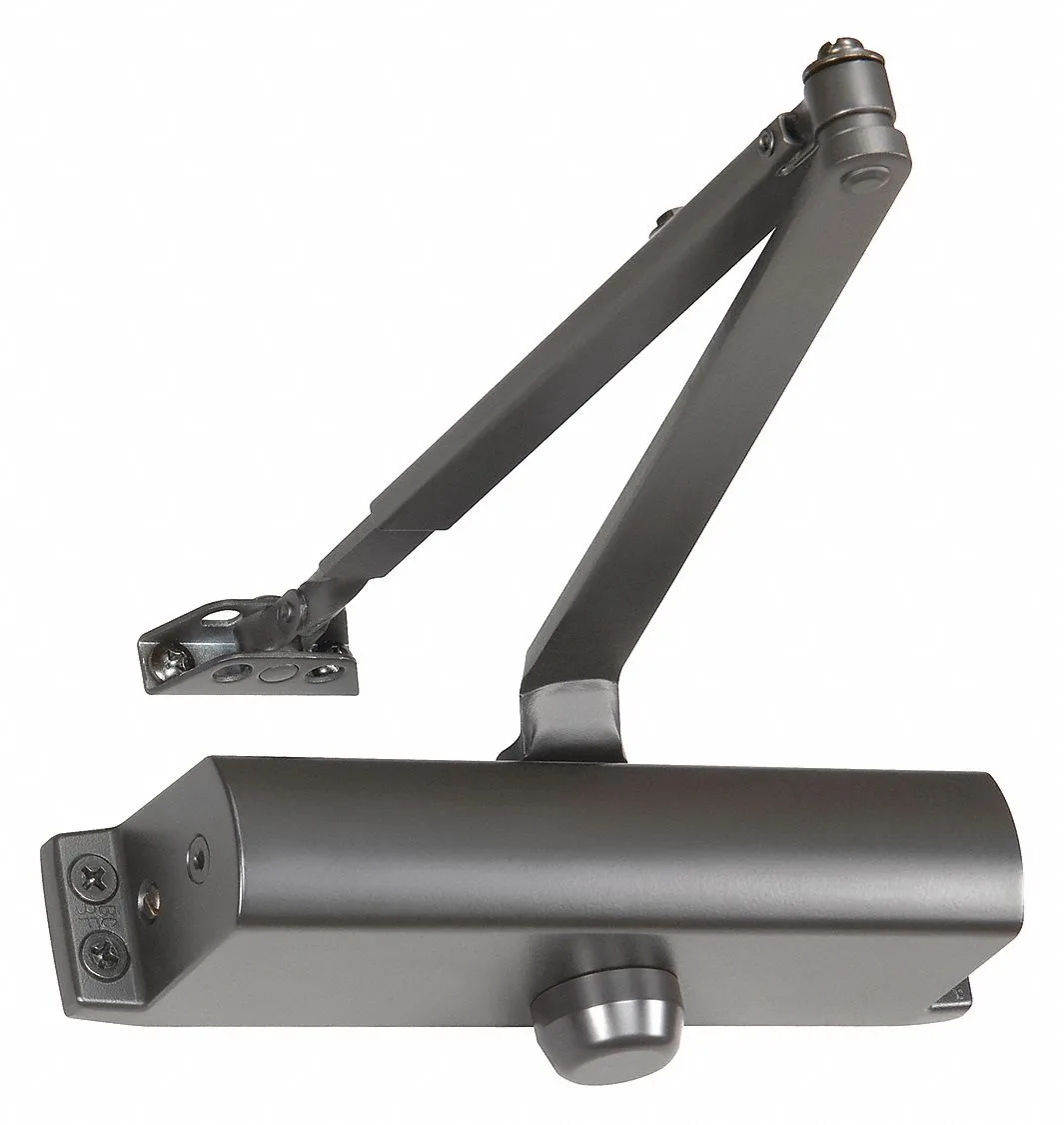 Silver aluminium hydraulic door closer with cast aluminium arm