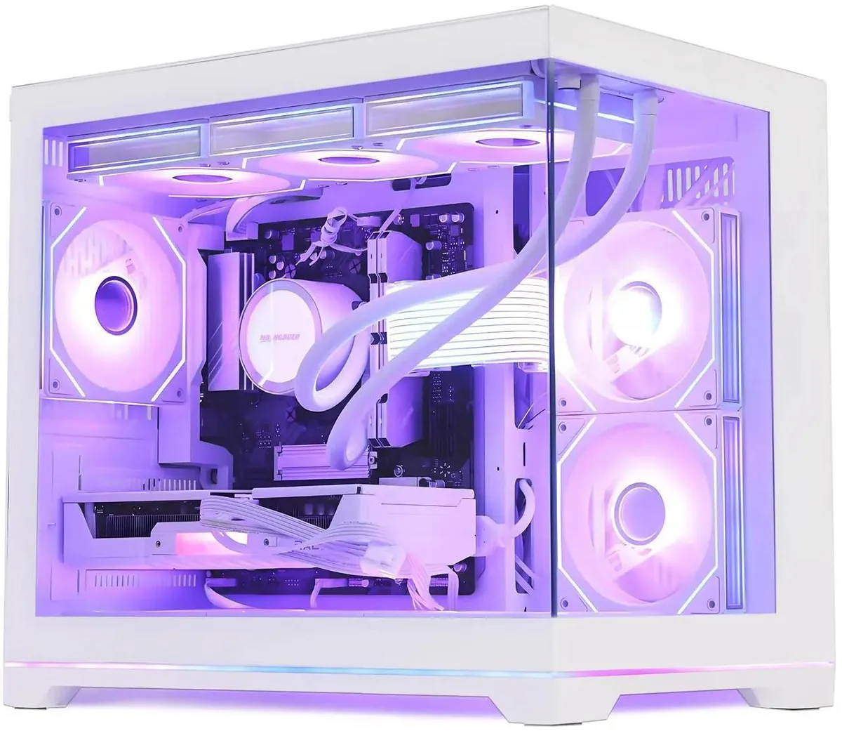 Hoengager Hoengager Gaming PC Ryzen 7 9800X3D RX 9070 32GB DDR5 2TB 360 Liquid White — product photo