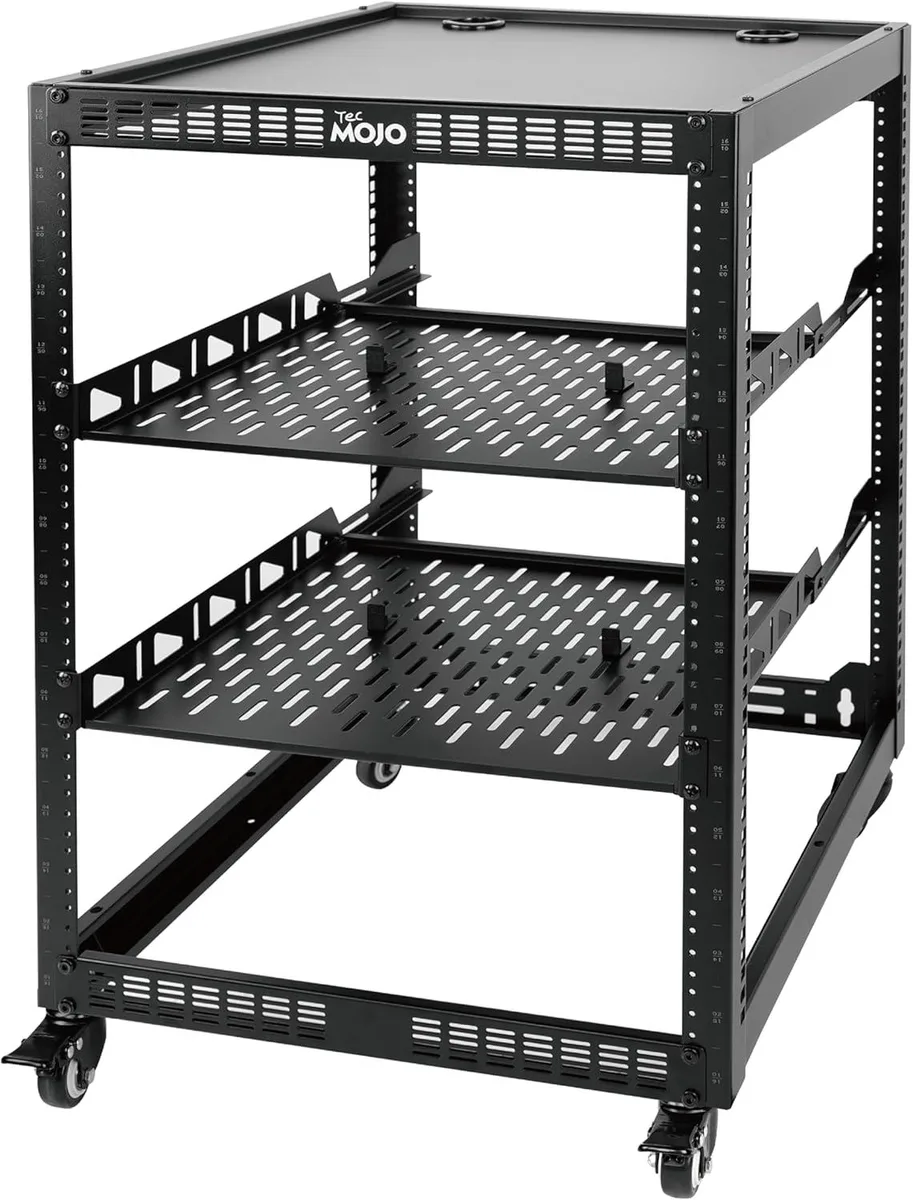 TAURKENAM TAURKENAM 16U Open Frame Server Rack 19" 260lb with 2 Shelves & Casters — product photo