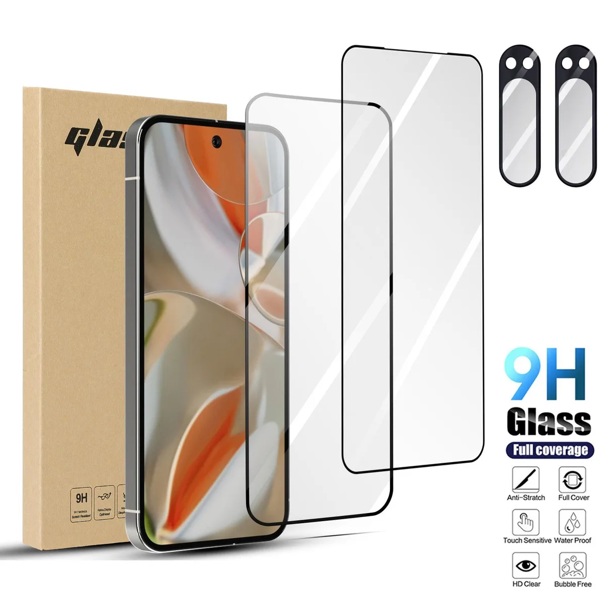 SZYG SZYG 2-Pack Tempered Glass Screen &amp; Camera Lens Protector for Google Pixel 9 Pro 6.3" 2024 — product photo