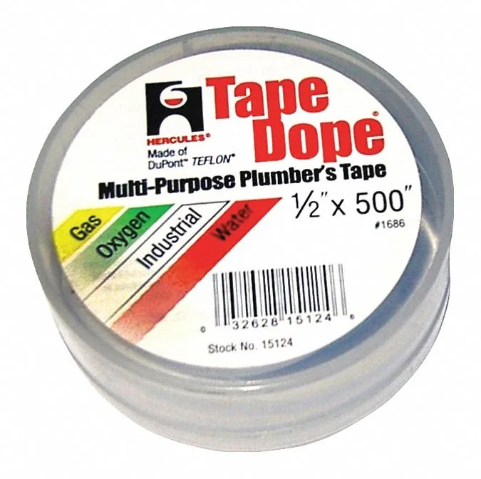 White pipe thread sealant tape roll half inch wide forty one feet long