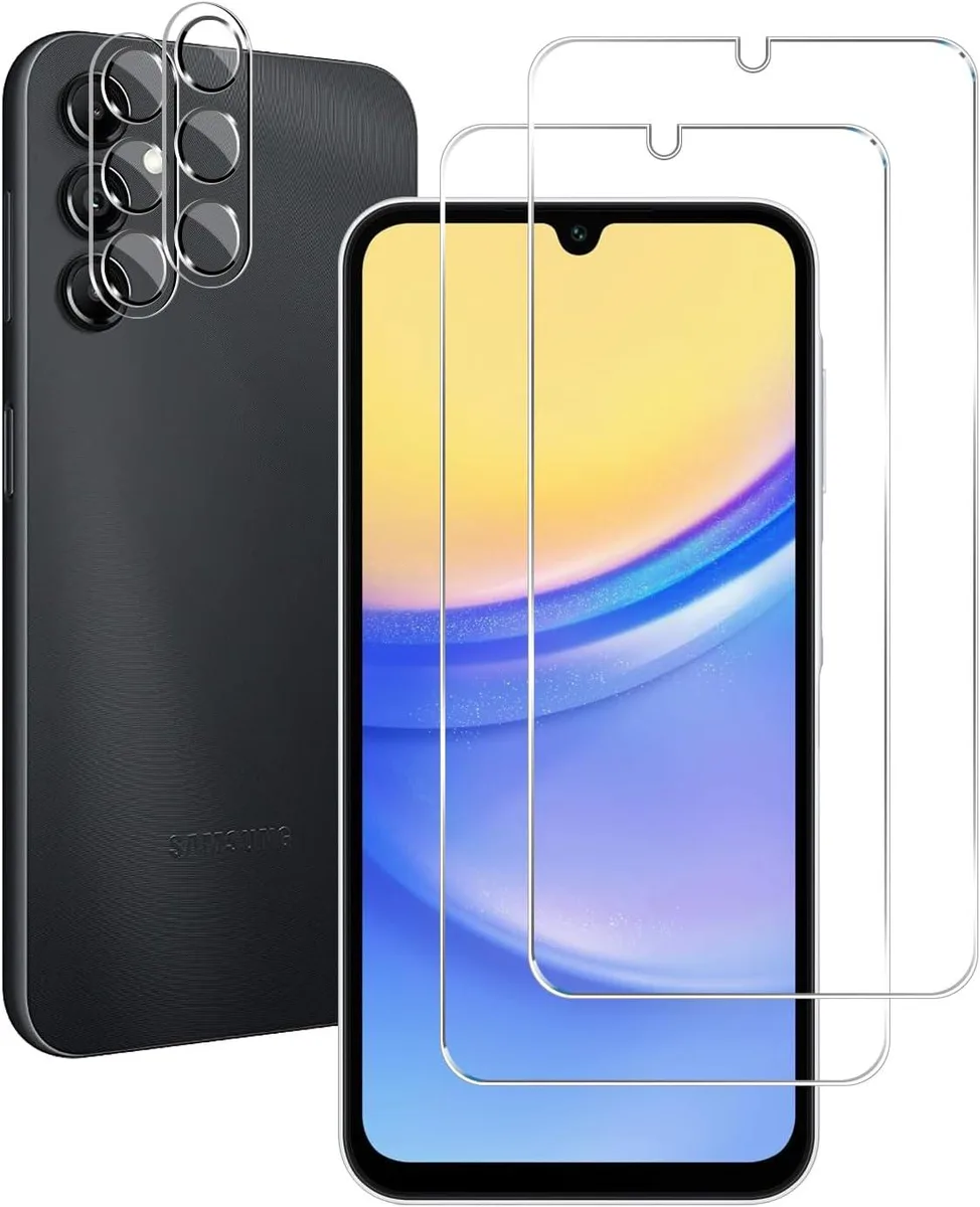 Two screen protectors and two camera lens protectors for Galaxy A15