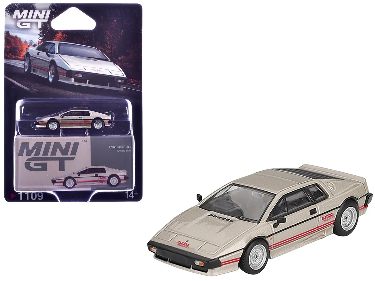Mini GT Mini GT Lotus Esprit Turbo Silver Metallic Red Stripes 1/64 — product photo